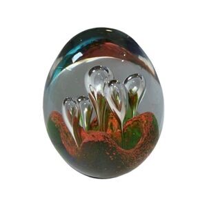Vintage 3” Glass Colorful Paperweight Hand Blown Art Glass Home Decor